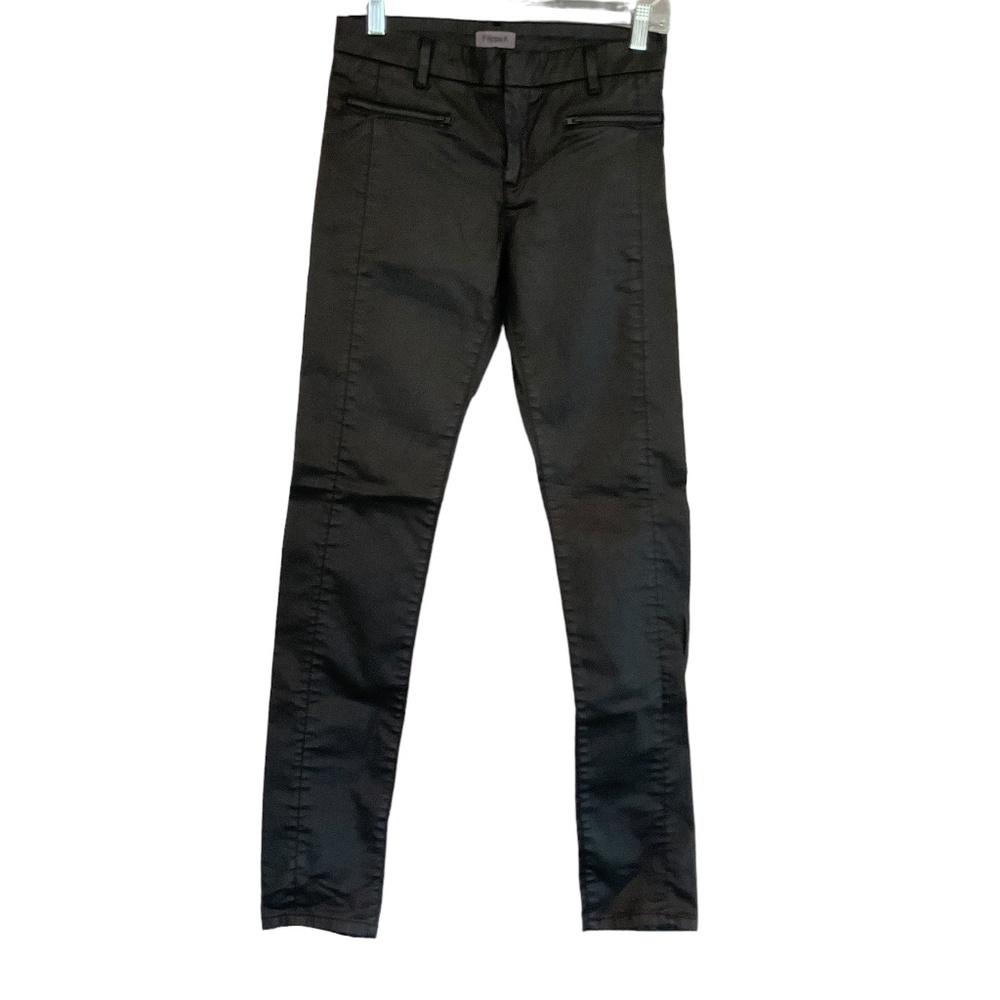 Filippa K Designer Waxed Zip Jeans Women’s S Black Skinny Mid Rise Stretch